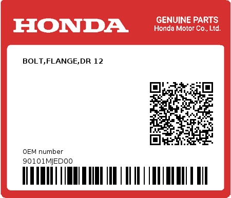Product image: Honda - 90101MJED00 - BOLT,FLANGE,DR 12  0