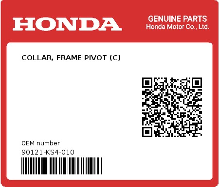 Product image: Honda - 90121-KS4-010 - COLLAR, FRAME PIVOT (C)  0