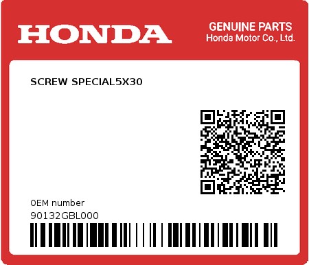 Product image: Honda - 90132GBL000 - SCREW SPECIAL5X30  0