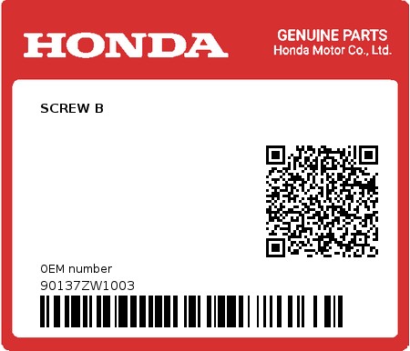 Product image: Honda - 90137ZW1003 - SCREW B  0