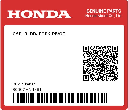 Product image: Honda - 90302MN4781 - CAP, R. RR. FORK PIVOT  0