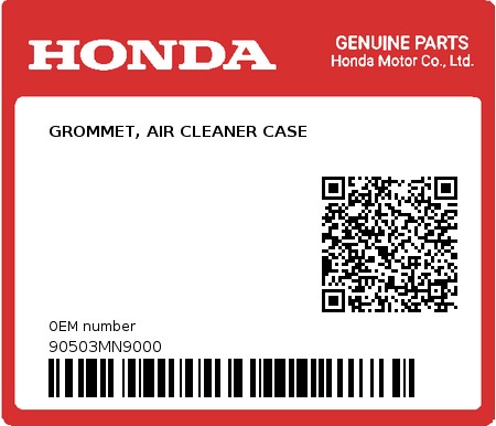 Product image: Honda - 90503MN9000 - GROMMET, AIR CLEANER CASE  0