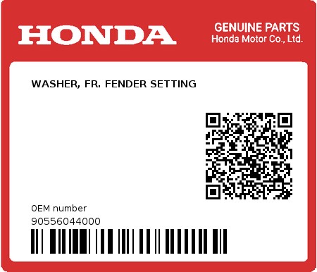 Product image: Honda - 90556044000 - WASHER, FR. FENDER SETTING 