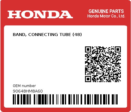 Product image: Honda - 90648HM8A60 - BAND, CONNECTING TUBE (48) 