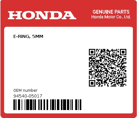 Product image: Honda - 94540-05017 - E-RING, 5MM  0