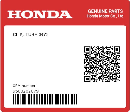 Product image: Honda - 9500202079 - CLIP, TUBE (B7)  0