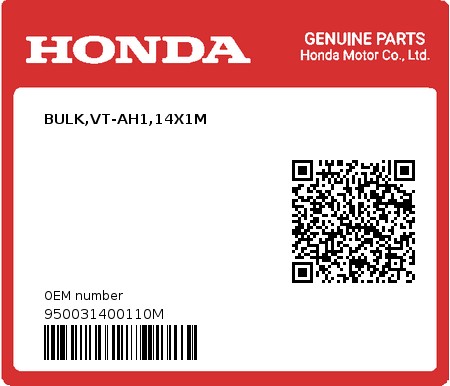 Product image: Honda - 950031400110M - BULK,VT-AH1,14X1M  0
