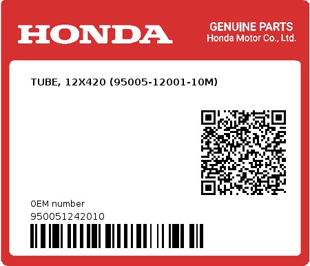 Product image: Honda - 950051242010 - TUBE, 12X420 (95005-12001-10M)  0