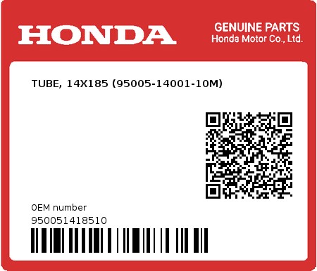 Product image: Honda - 950051418510 - TUBE, 14X185 (95005-14001-10M)  0