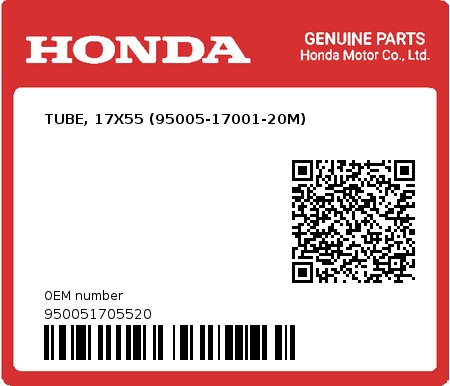 Product image: Honda - 950051705520 - TUBE, 17X55 (95005-17001-20M)  0