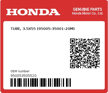 Product image: Honda - 950053505520 - TUBE, 3.5X55 (95005-35001-20M)  0