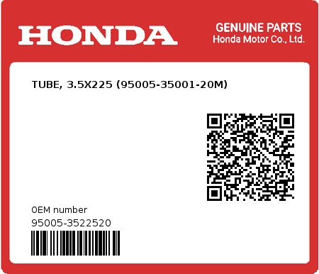 Product image: Honda - 95005-3522520 - TUBE, 3.5X225 (95005-35001-20M)  0