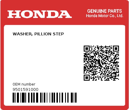 Product image: Honda - 9501591000 - WASHER, PILLION STEP 