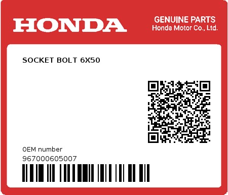 Product image: Honda - 967000605007 - SOCKET BOLT 6X50  0