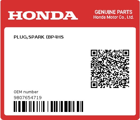 Product image: Honda - 9807654719 - PLUG,SPARK (BP4HS  0