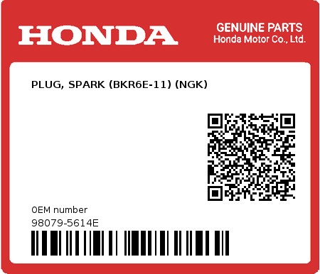 Product image: Honda - 98079-5614E - PLUG, SPARK (BKR6E-11) (NGK) 