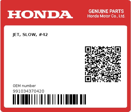 Product image: Honda - 991034370420 - JET, SLOW, #42 