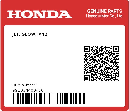 Product image: Honda - 991034400420 - JET, SLOW, #42 