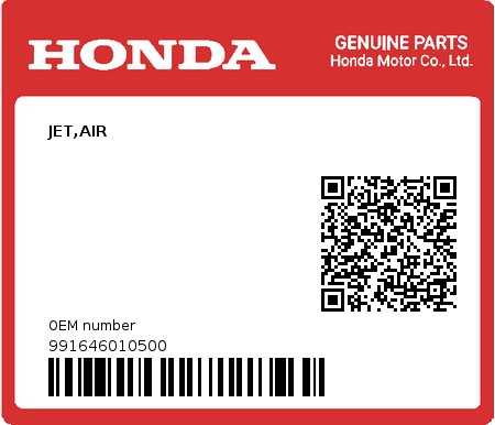 Product image: Honda - 991646010500 - JET,AIR  0