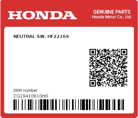 Product image: Honda - CG19410610H0 - NEUTRAL SW. HF2216S  0