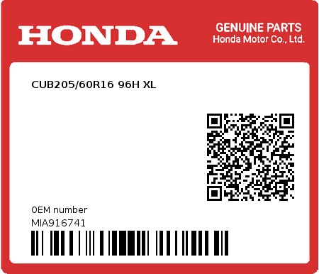 Product image: Honda - MIA916741 - CUB205/60R16 96H XL  0