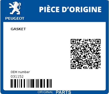 Product image: Peugeot - 031152 - GASKET  0