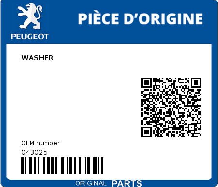 Product image: Peugeot - 043025 - WASHER  0