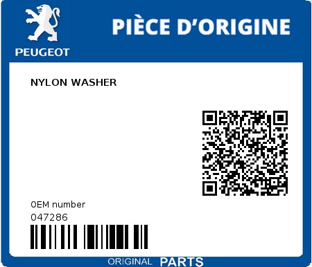 Product image: Peugeot - 047286 - NYLON WASHER 