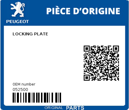 Product image: Peugeot - 052500 - LOCKING PLATE  0
