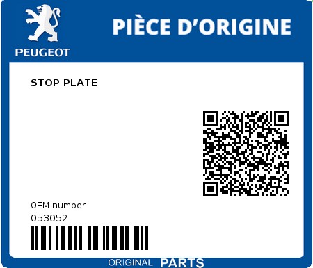 Product image: Peugeot - 053052 - STOP PLATE 