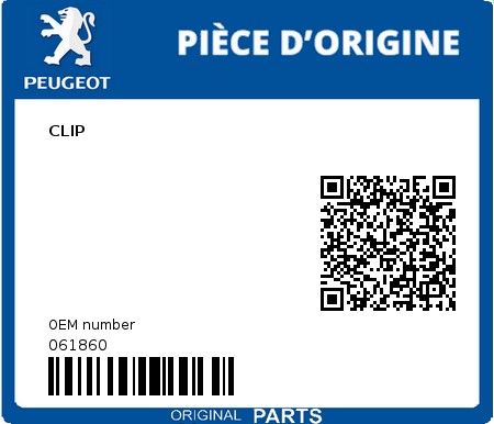Product image: Peugeot - 061860 - CLIP  0