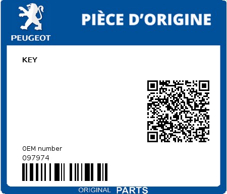 Product image: Peugeot - 097974 - KEY 