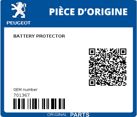 Product image: Peugeot - 701367 - BATTERY PROTECTOR 