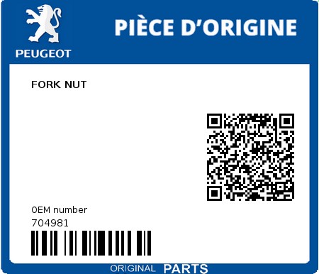Product image: Peugeot - 704981 - FORK NUT  0