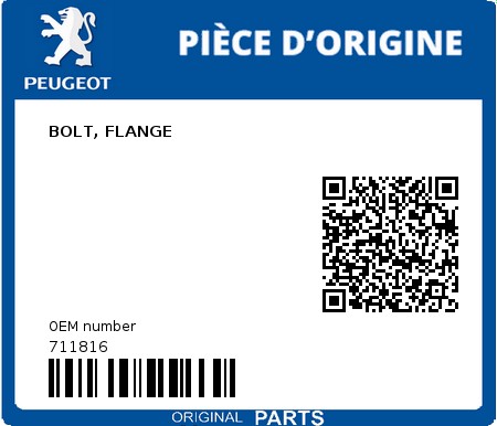 Product image: Peugeot - 711816 - BOLT, FLANGE  0