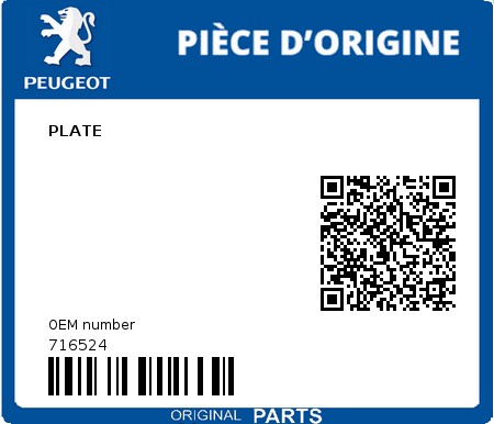 Product image: Peugeot - 716524 - PLATE  0