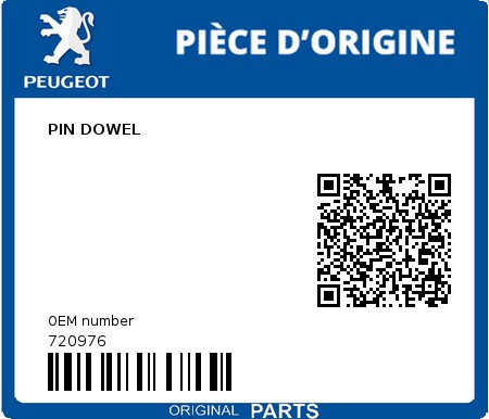 Product image: Peugeot - 720976 - PIN DOWEL  0