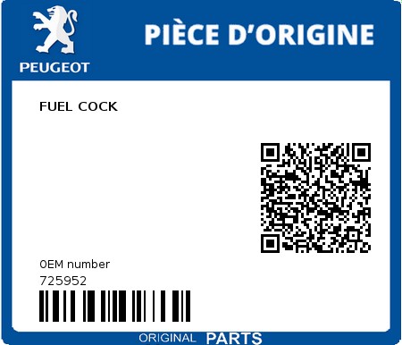 Product image: Peugeot - 725952 - FUEL COCK 