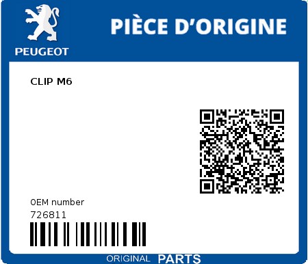 Product image: Peugeot - 726811 - CLIP M6  0
