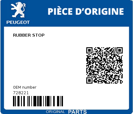 Product image: Peugeot - 728221 - RUBBER STOP  0