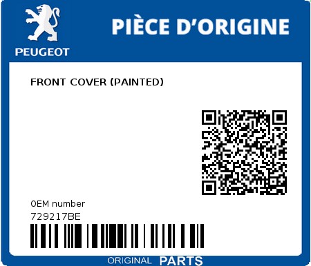 Product image: Peugeot - 729217BE - FRONT COVER (PAINTED)  0