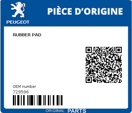 Product image: Peugeot - 729596 - RUBBER PAD 