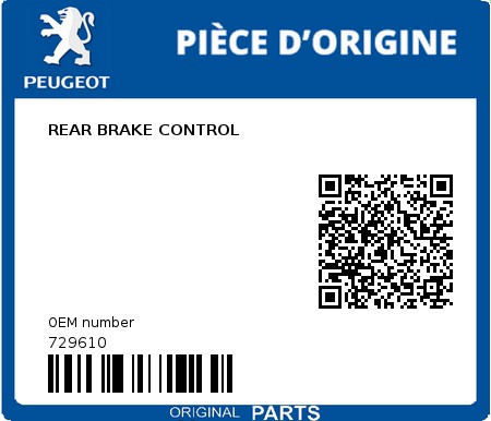 Product image: Peugeot - 729610 - REAR BRAKE CONTROL  0