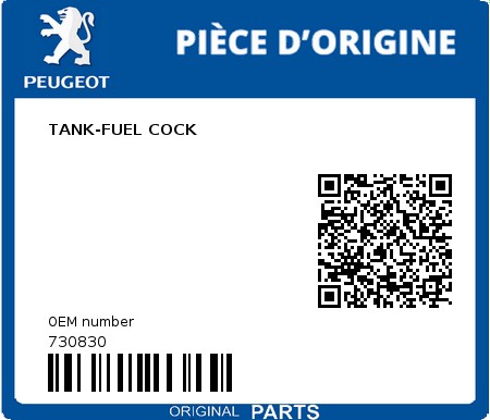 Product image: Peugeot - 730830 - TANK-FUEL COCK  0