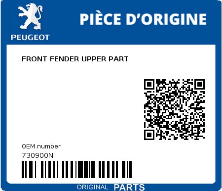 Product image: Peugeot - 730900N - FRONT FENDER UPPER PART  0