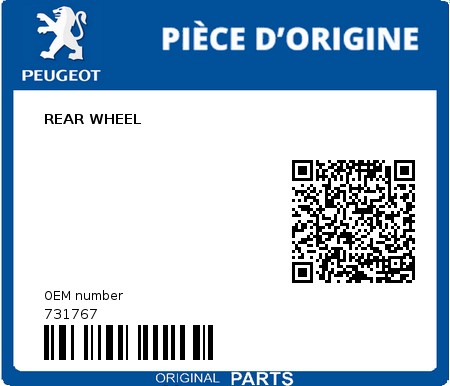 Product image: Peugeot - 731767 - REAR WHEEL  0