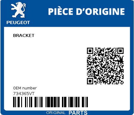 Product image: Peugeot - 734365VT - BRACKET  0