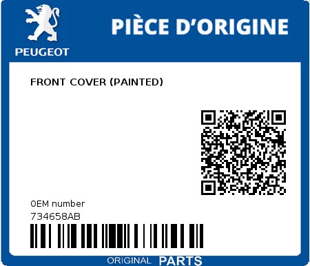 Product image: Peugeot - 734658AB - FRONT COVER (PAINTED)  0