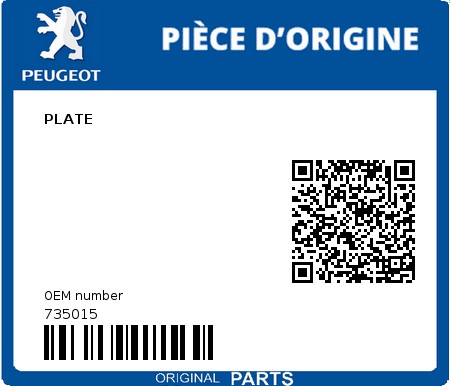 Product image: Peugeot - 735015 - PLATE  0