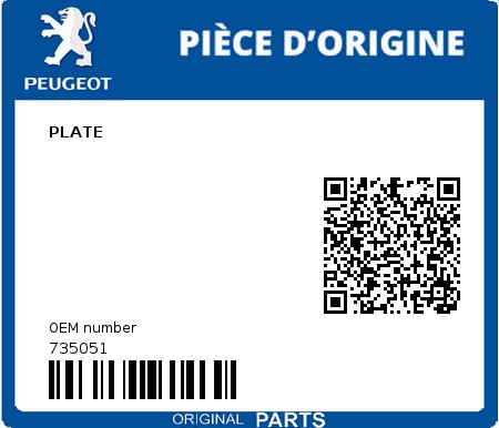 Product image: Peugeot - 735051 - PLATE  0